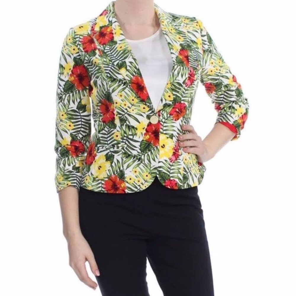 XOXO  ‎ Multi Tropical Floral One Button Jacket NEW MEDIUM  Juniors